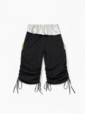 APRIORITY Silver Colorblock Print Ruched Adjustable Zip Cargo Women's Lyocell Nylon Shorts