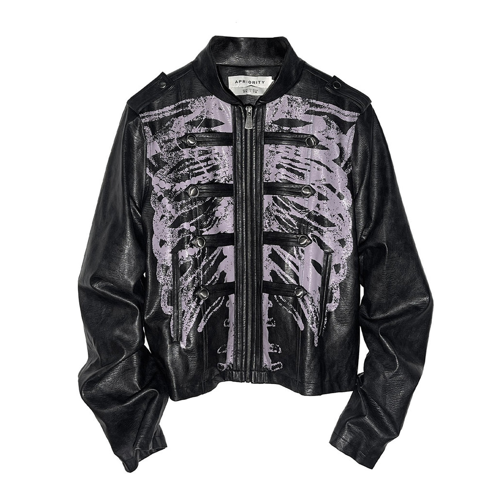APRIORITY_Skeleton_Print_Distressed_Zip_Cuff_Slim_Napoleon_Women's_Pu_Leather_Jackets_1082015222033_MISSTT