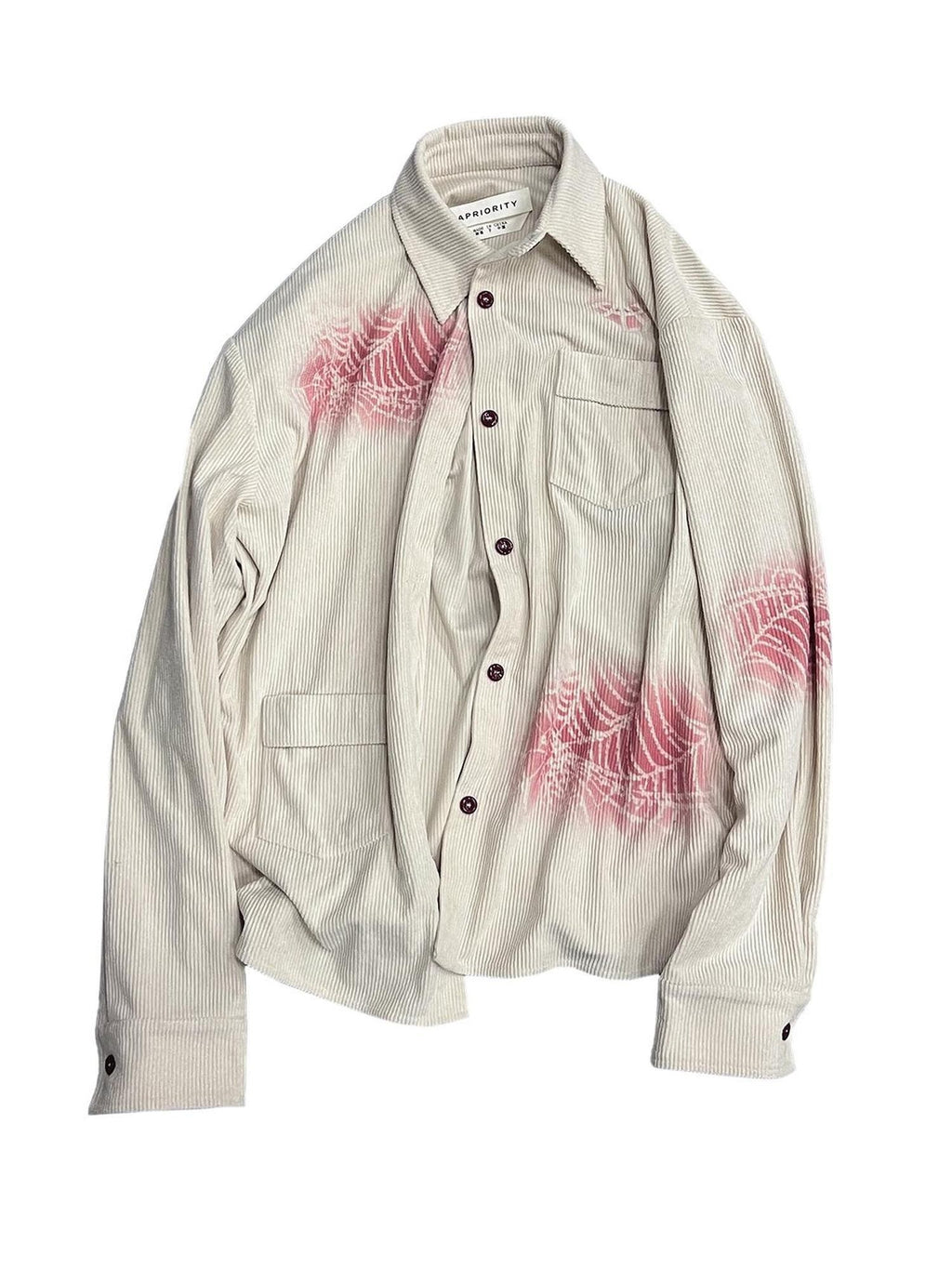 APRIORITY Spray Dyed Corduroy Woven Asymmetric Flap Pocket Women's Polyester Shirts