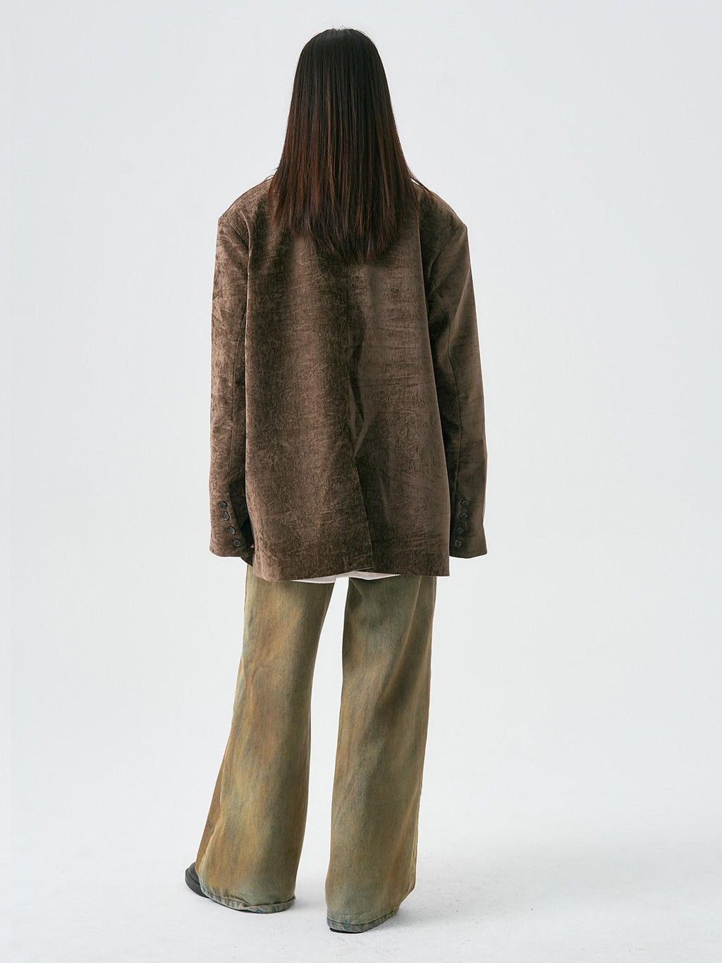 APRIORITY Spray Dyed Corduroy Woven Asymmetric Flap Pocket Women's Polyester Shirts