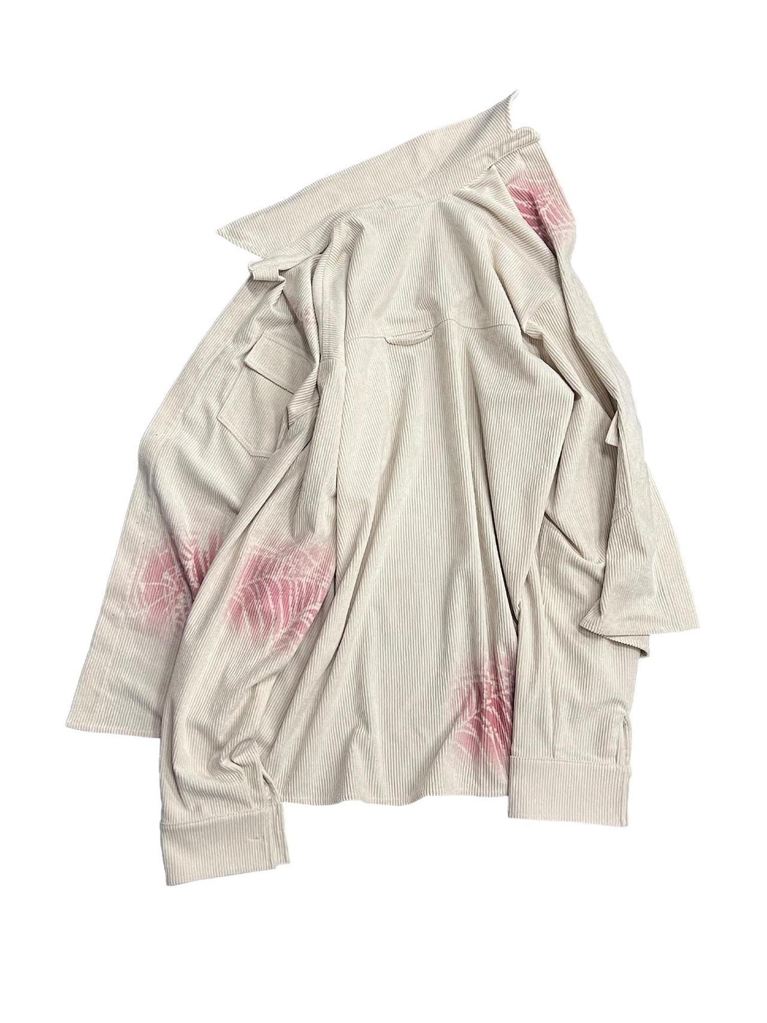APRIORITY Spray Dyed Corduroy Woven Asymmetric Flap Pocket Women's Polyester Shirts