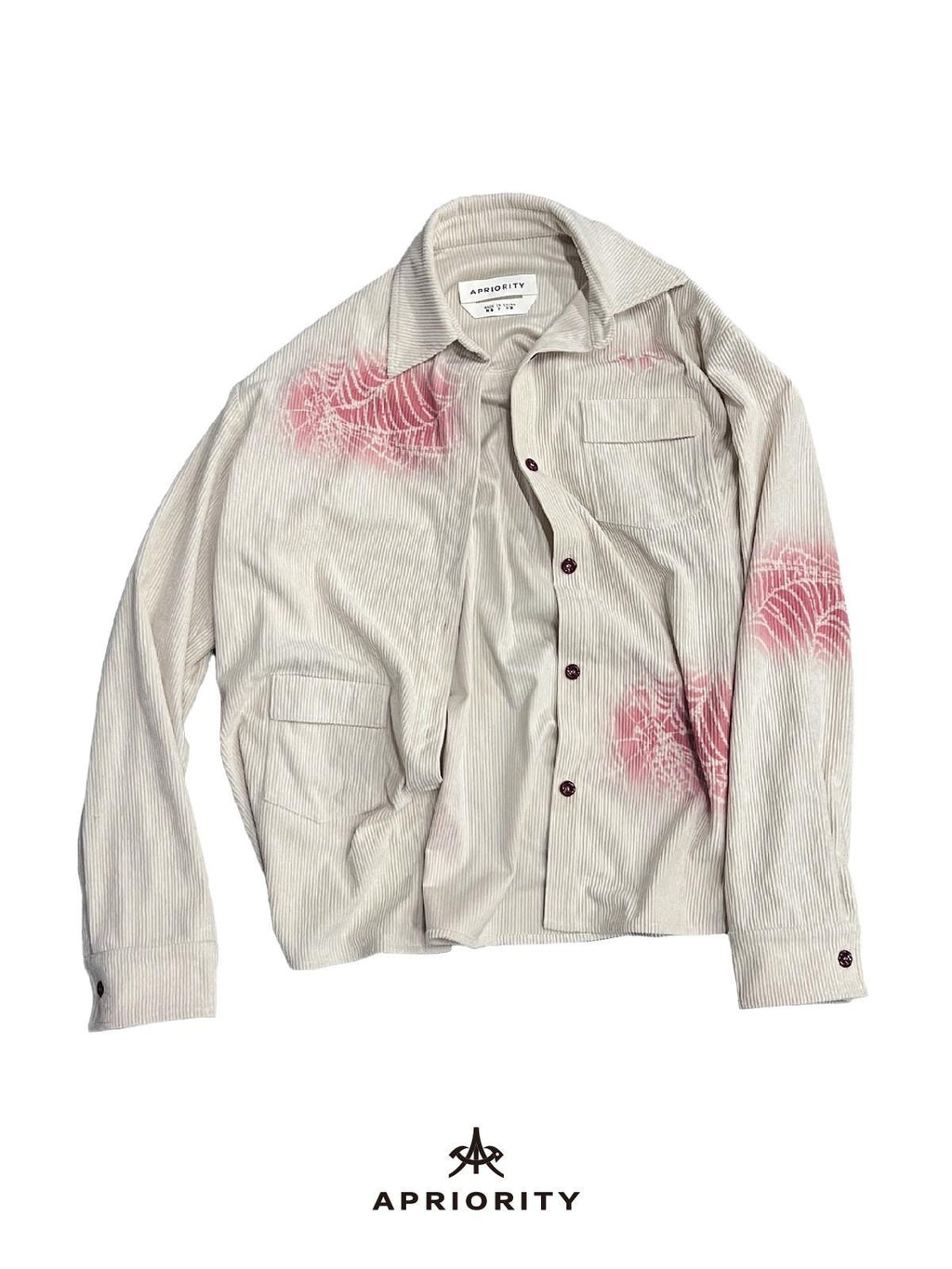 APRIORITY Spray Dyed Corduroy Woven Asymmetric Flap Pocket Women's Polyester Shirts