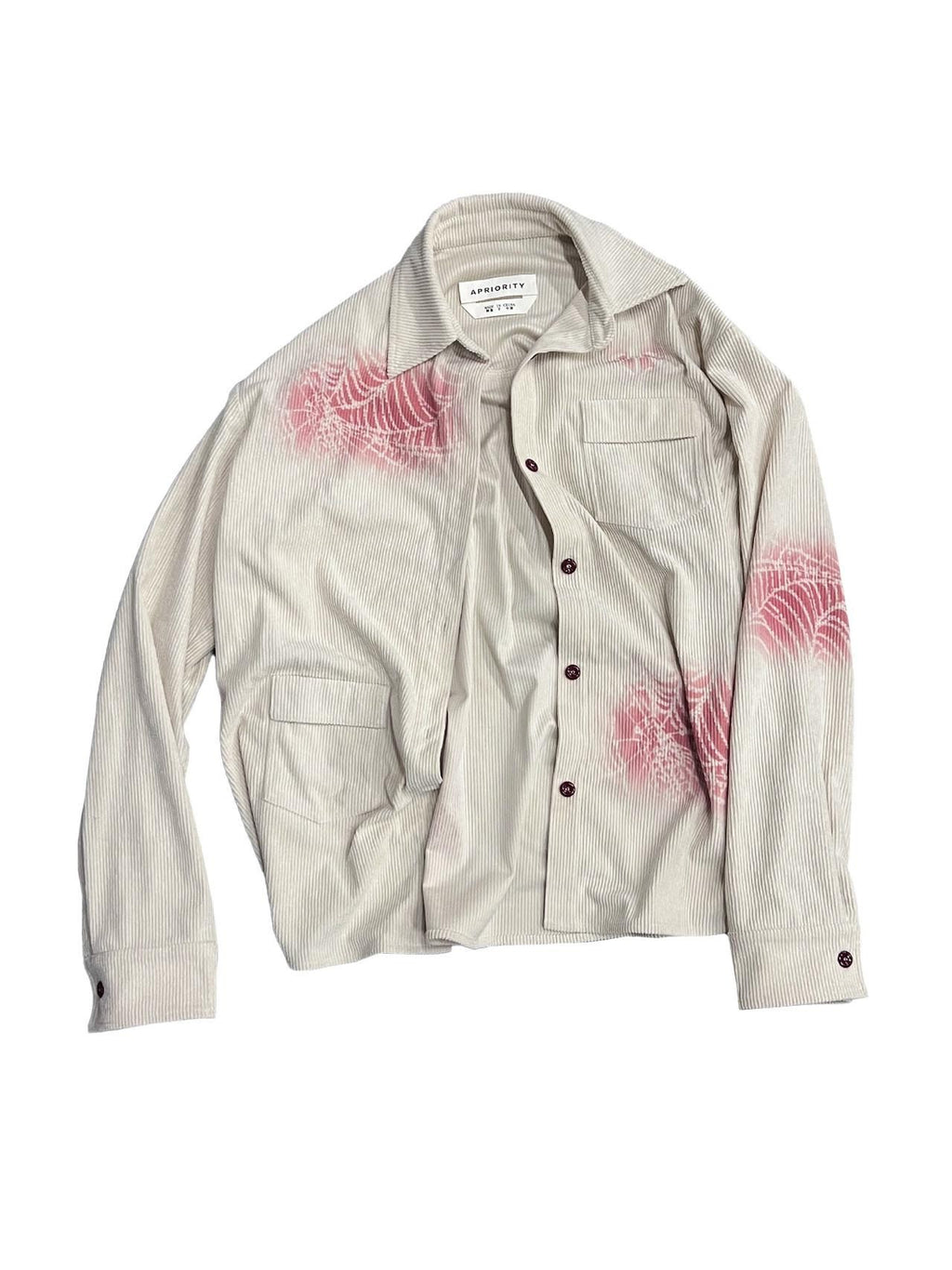 APRIORITY Spray Dyed Corduroy Woven Asymmetric Flap Pocket Women's Polyester Shirts