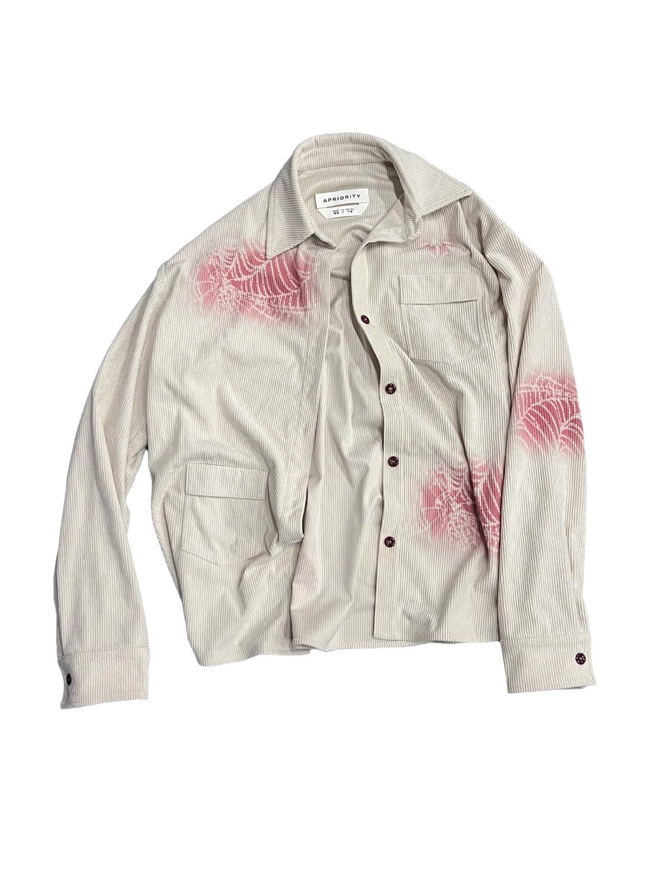 APRIORITY Spray Dyed Corduroy Woven Asymmetric Flap Pocket Women's Polyester Shirts