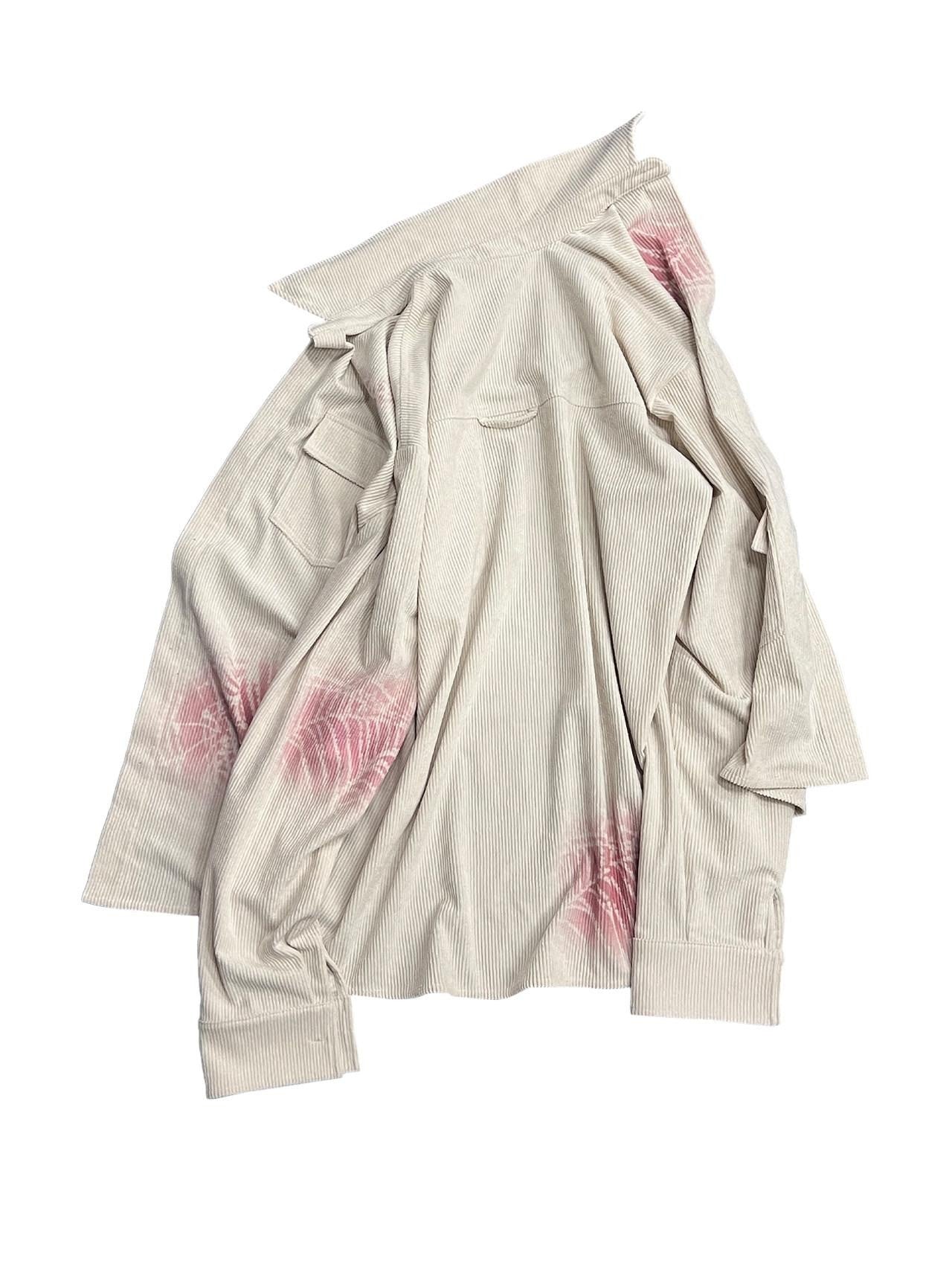 APRIORITY Spray Dyed Corduroy Woven Asymmetric Flap Pocket Women's Polyester Shirts