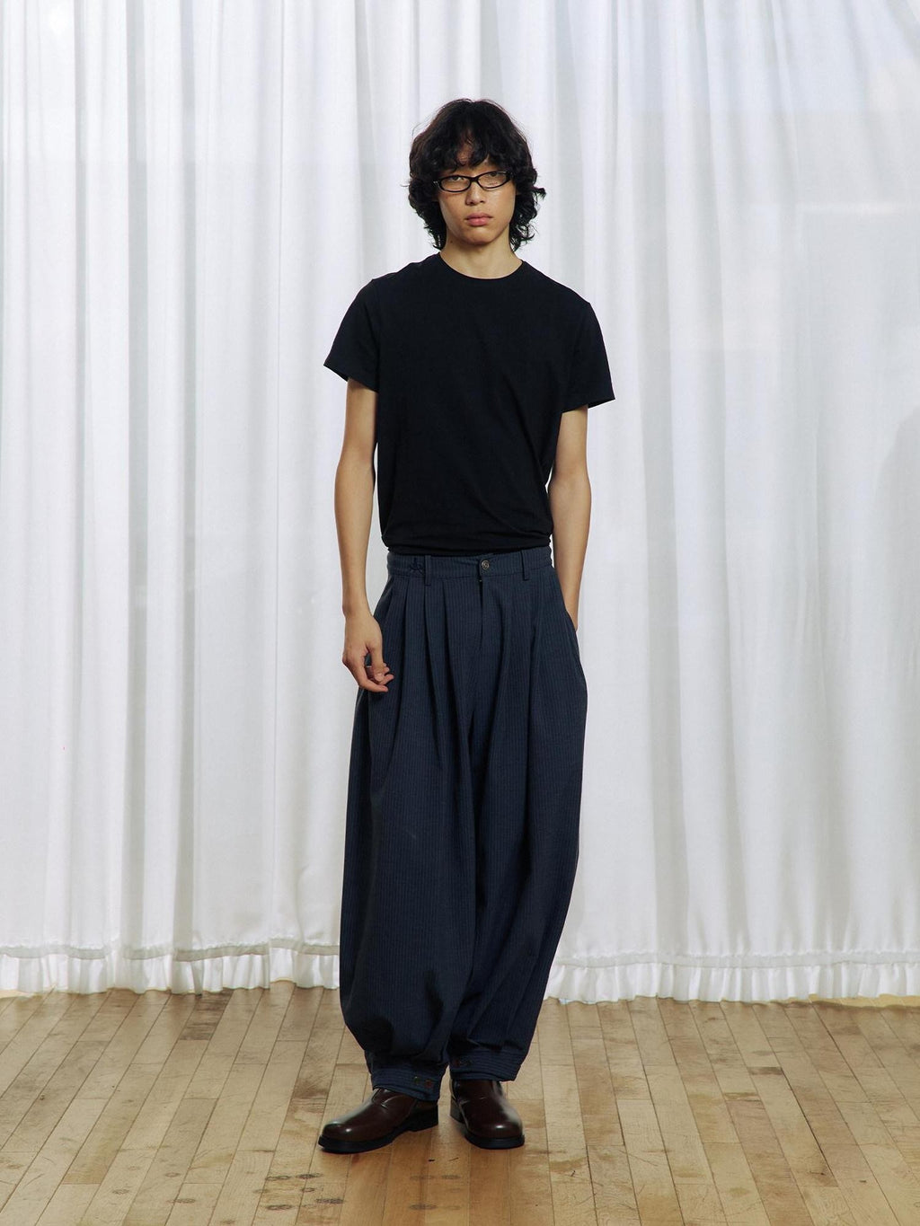 APRIORITY Striped Pleated Button Adjustable Women's Polyester Blend Harem Pants