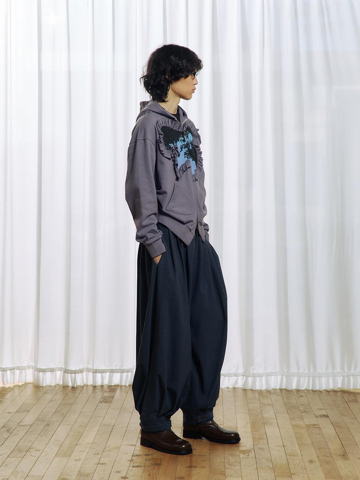 APRIORITY Striped Pleated Button Adjustable Women's Polyester Blend Harem Pants