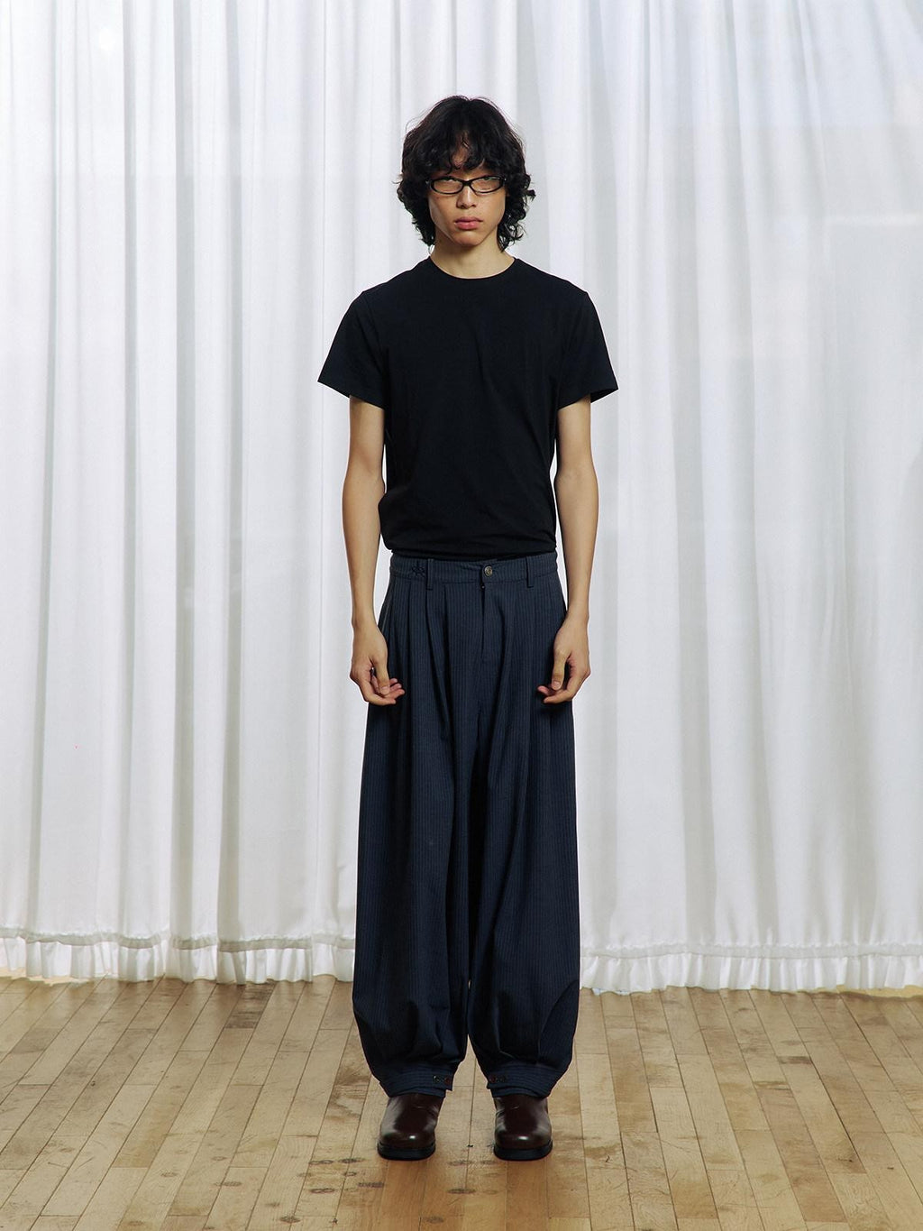 APRIORITY Striped Pleated Button Adjustable Women's Polyester Blend Harem Pants