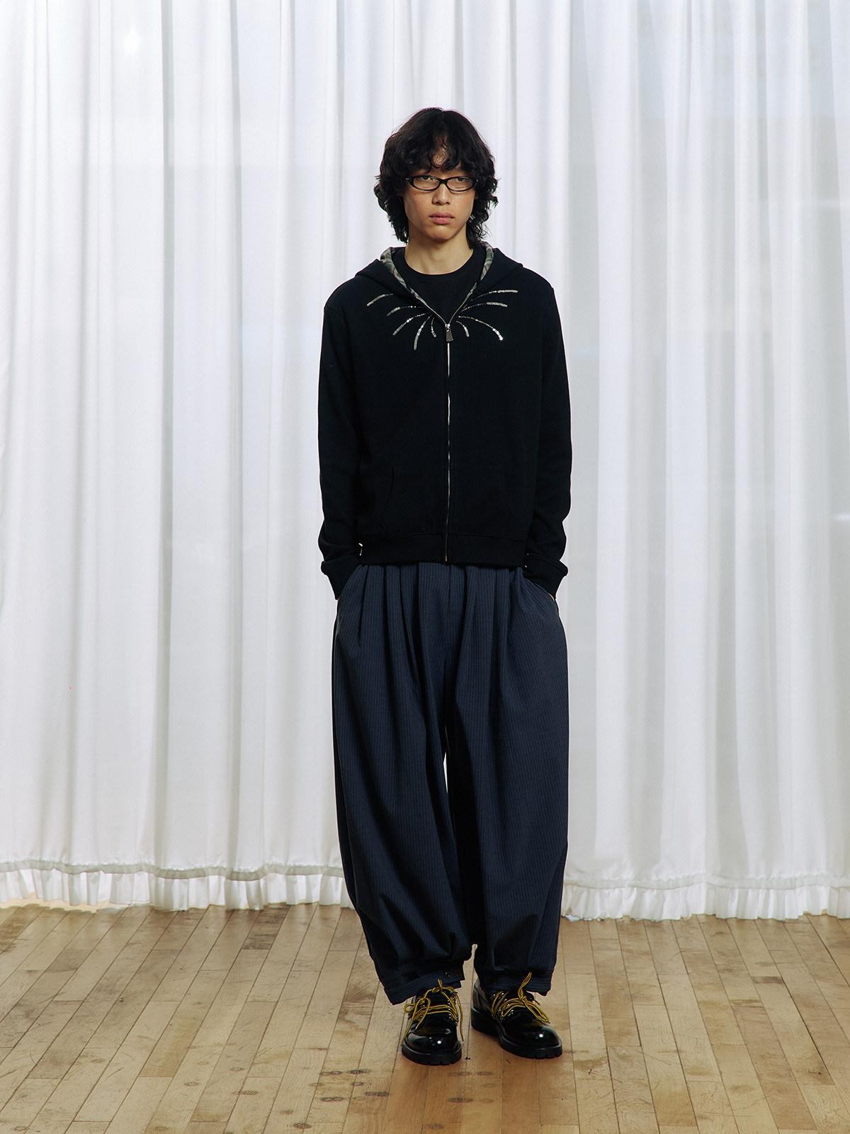 APRIORITY Striped Pleated Button Adjustable Women's Polyester Blend Harem Pants