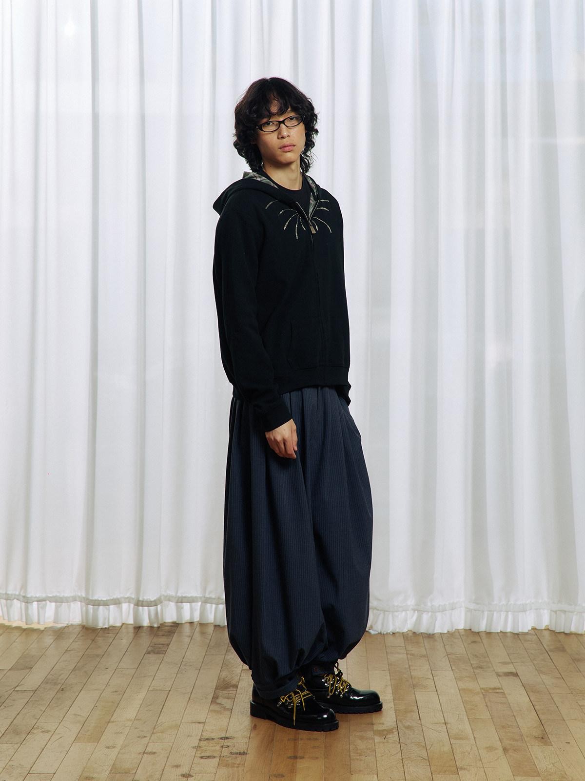 APRIORITY Striped Pleated Button Adjustable Women's Polyester Blend Harem Pants