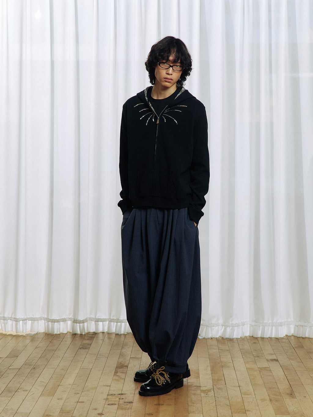 APRIORITY Striped Pleated Button Adjustable Women's Polyester Blend Harem Pants