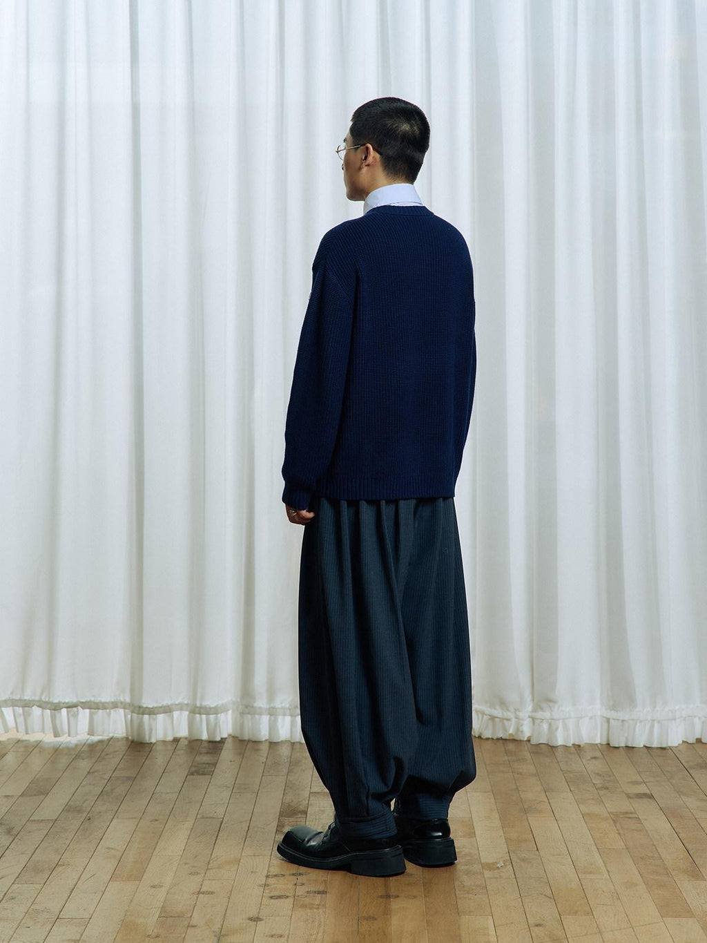 APRIORITY Striped Pleated Button Adjustable Women's Polyester Blend Harem Pants