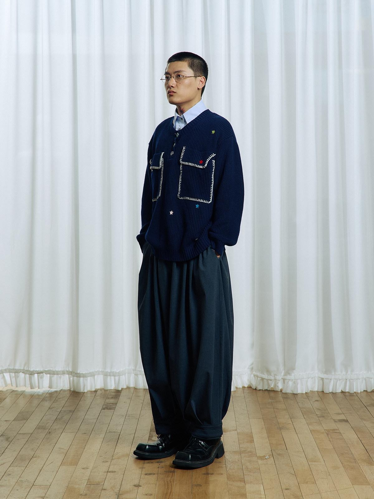 APRIORITY Striped Pleated Button Adjustable Women's Polyester Blend Harem Pants