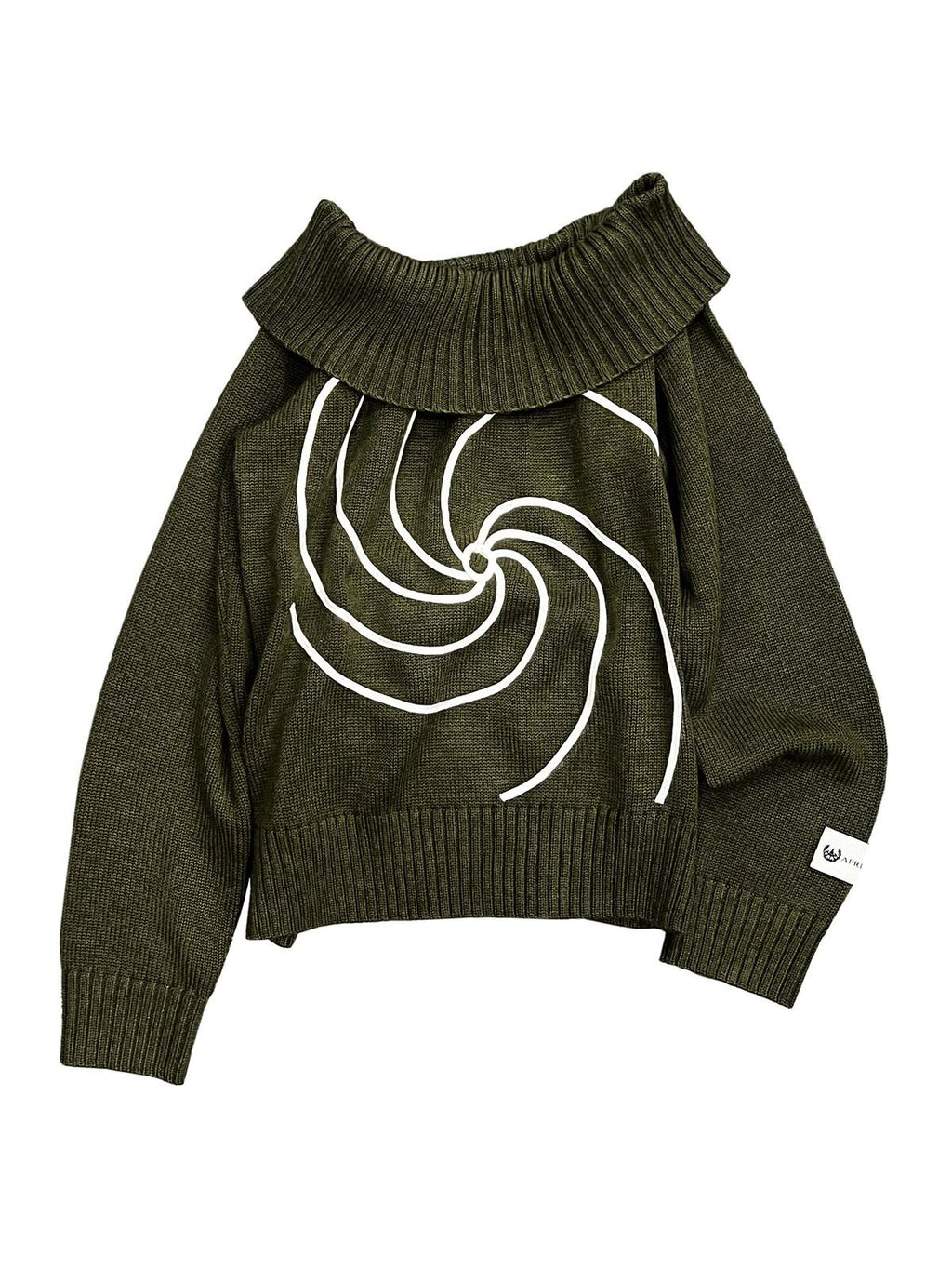 APRIORITY Swirl Knit Wide Neckline Women's Wool Blend Off-shoulder Sweaters