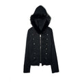 APRIORITY_Sword_Raven_Print_Double_Breasted_Metal_Button_Faux_Fur_Hood_Women's_Cotton_Polyester_Zip-up_Hoodies_1086492633739_MISSTT