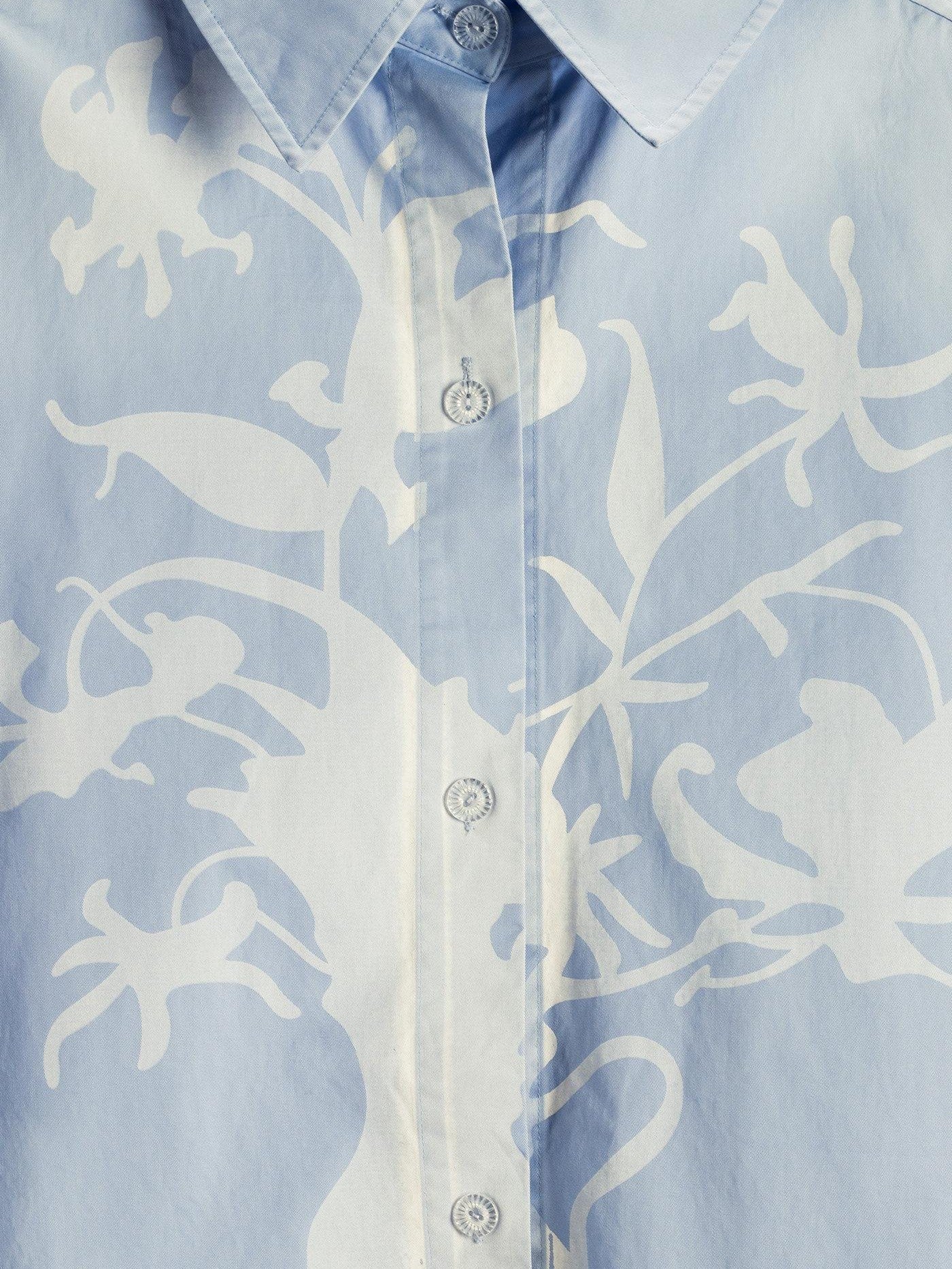 APRIORITY Vase Offset Print Relaxed Oversized Lapel Women's Cotton Shirts