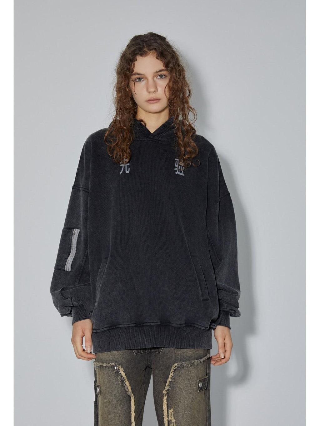 APRIORITY Vintage Distressed Heavyweight Logo Hooded Oversized Women's Cotton Hoodies