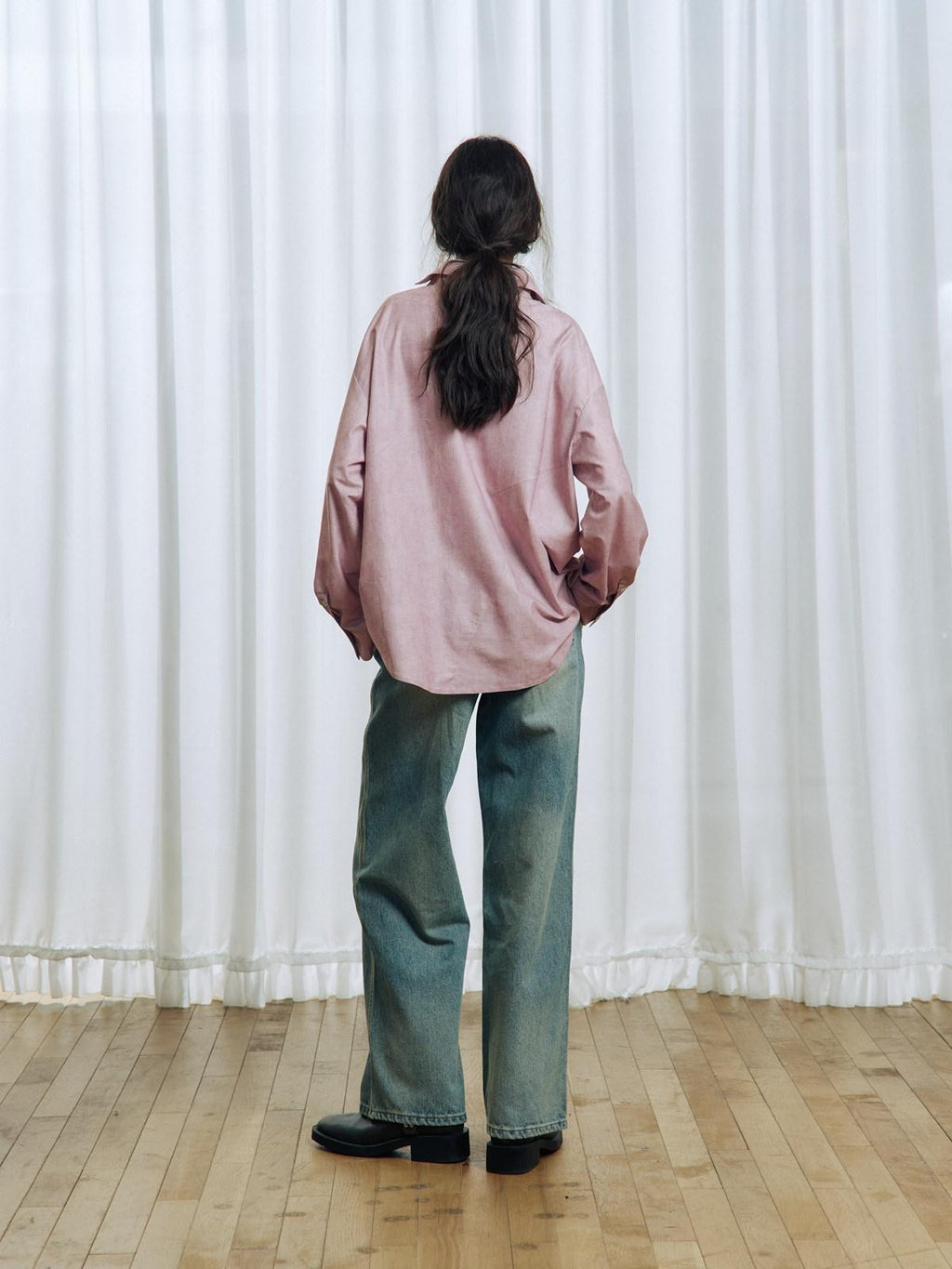 APRIORITY Vintage Floral Rope Embroidered Women's Washed Denim Straight-leg Jeans