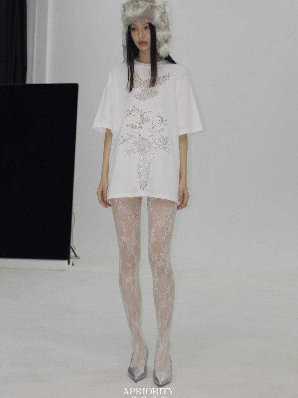 APRIORITY Vintage Lace Cutout Patchwork Bird Print Women's Cotton Short Sleeve T-shirts