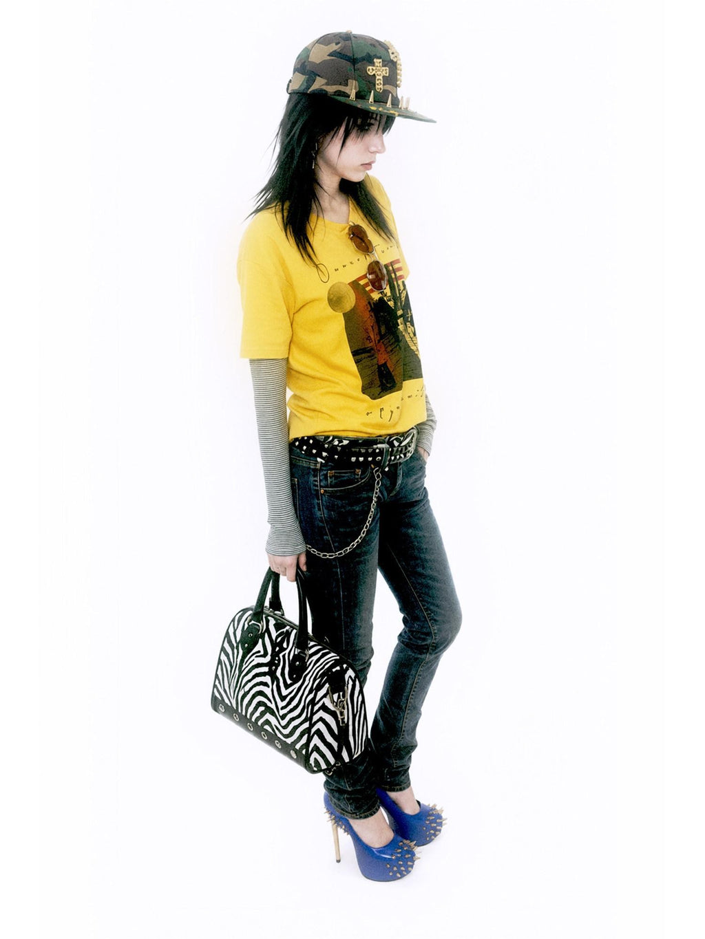 APRIORITY Vintage Print Textured Striped Faux Layered Women's Cotton Long Sleeve T-shirts