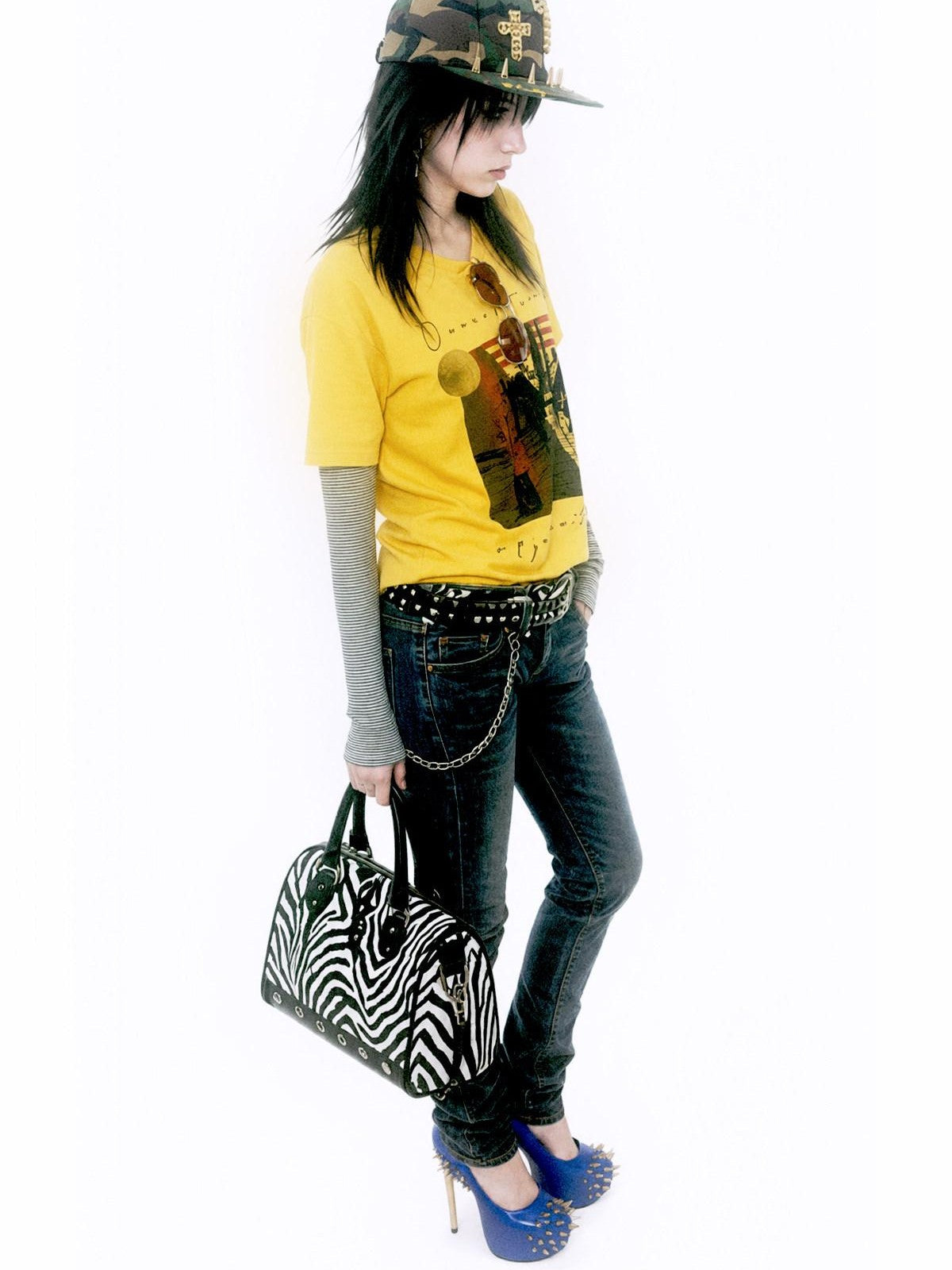 APRIORITY Vintage Print Textured Striped Faux Layered Women's Cotton Long Sleeve T-shirts