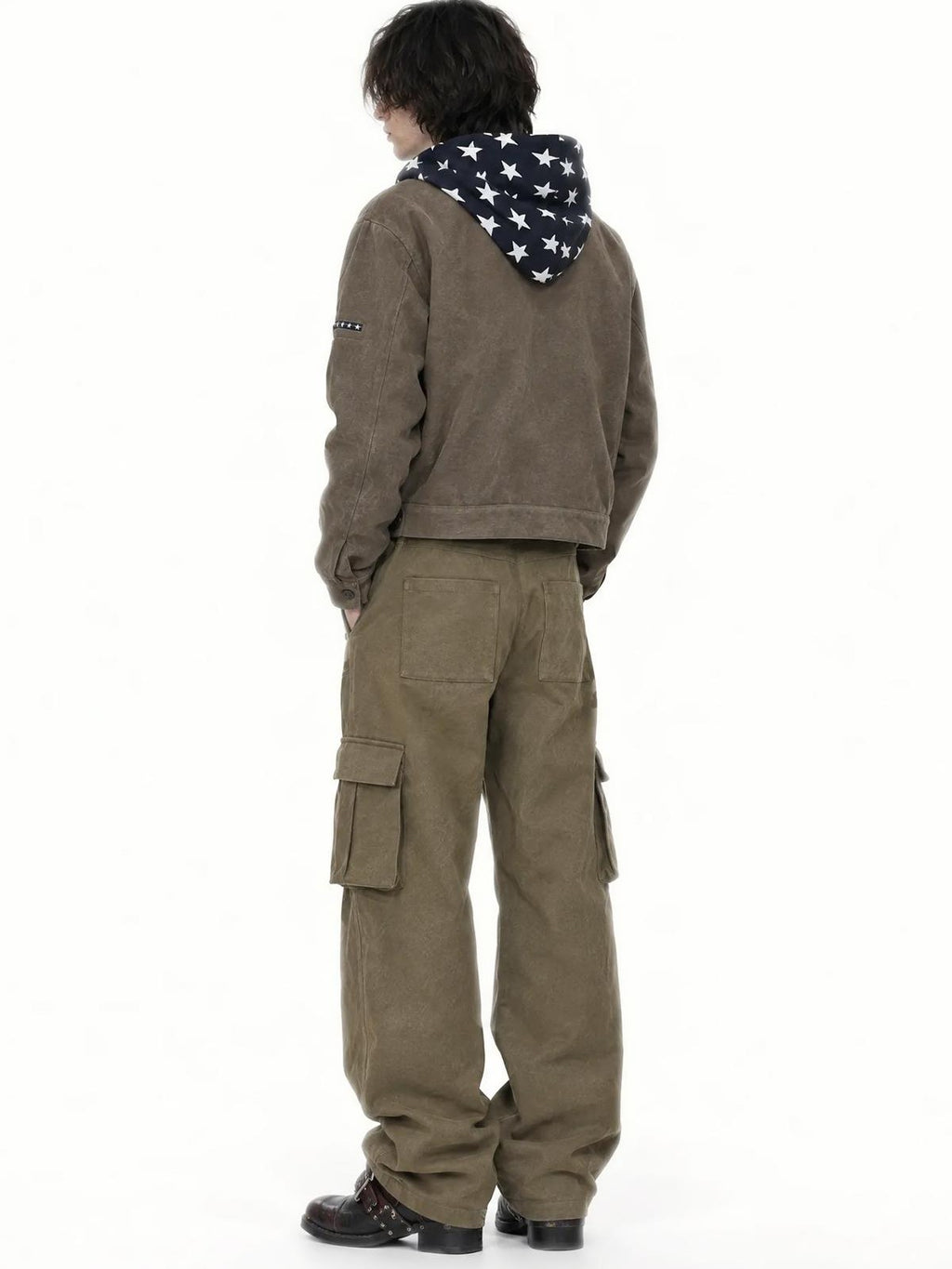 APRIORITY Vintage Wash 3d Pocket Side Zip Straight Leg Women's Polyester Cargo Pants