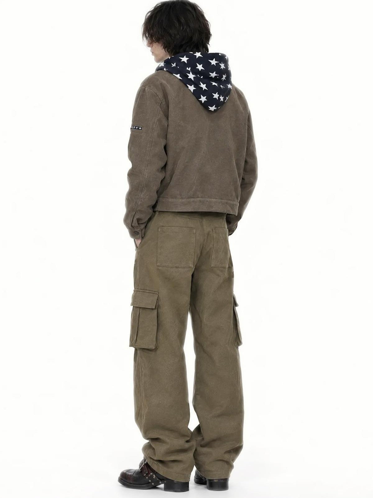 APRIORITY Vintage Wash 3d Pocket Side Zip Straight Leg Women's Polyester Cargo Pants