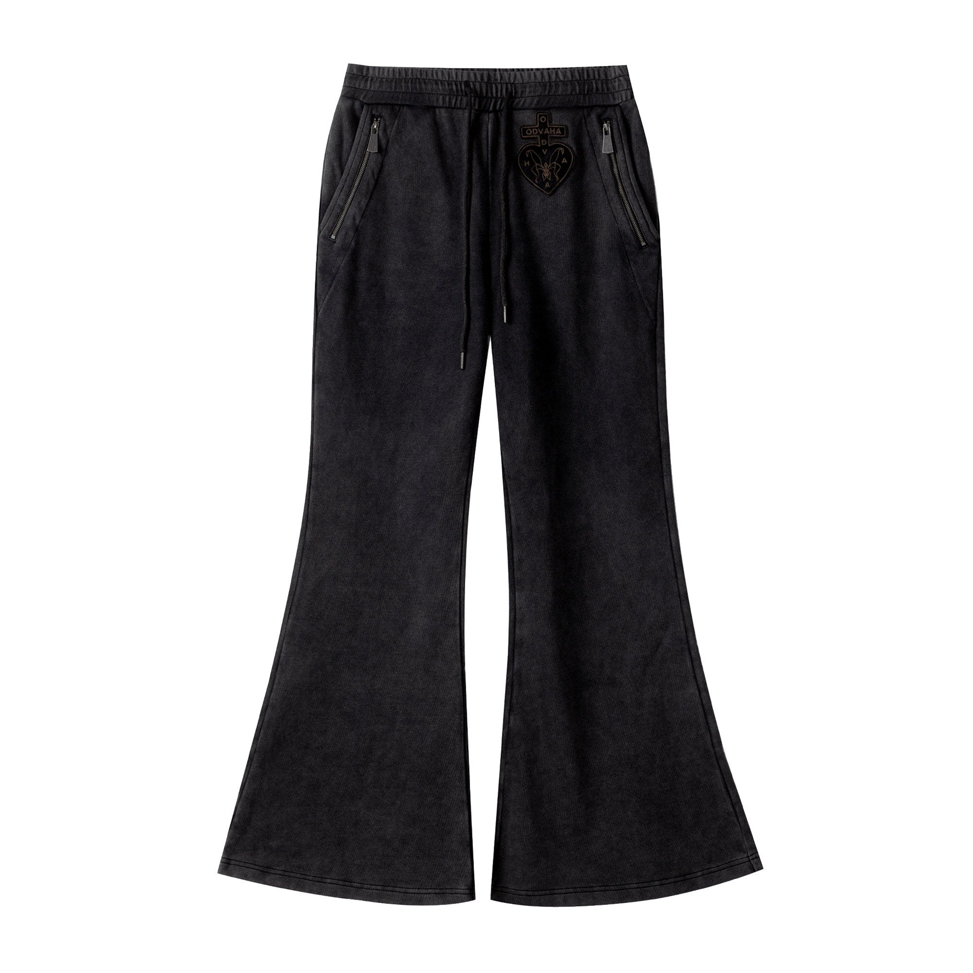 APRIORITY_Washed_Black_Knitted_Slim_Mid_Waist_Pocket_Women's_Cotton_Flare_Pants_1013618991465_MISSTT