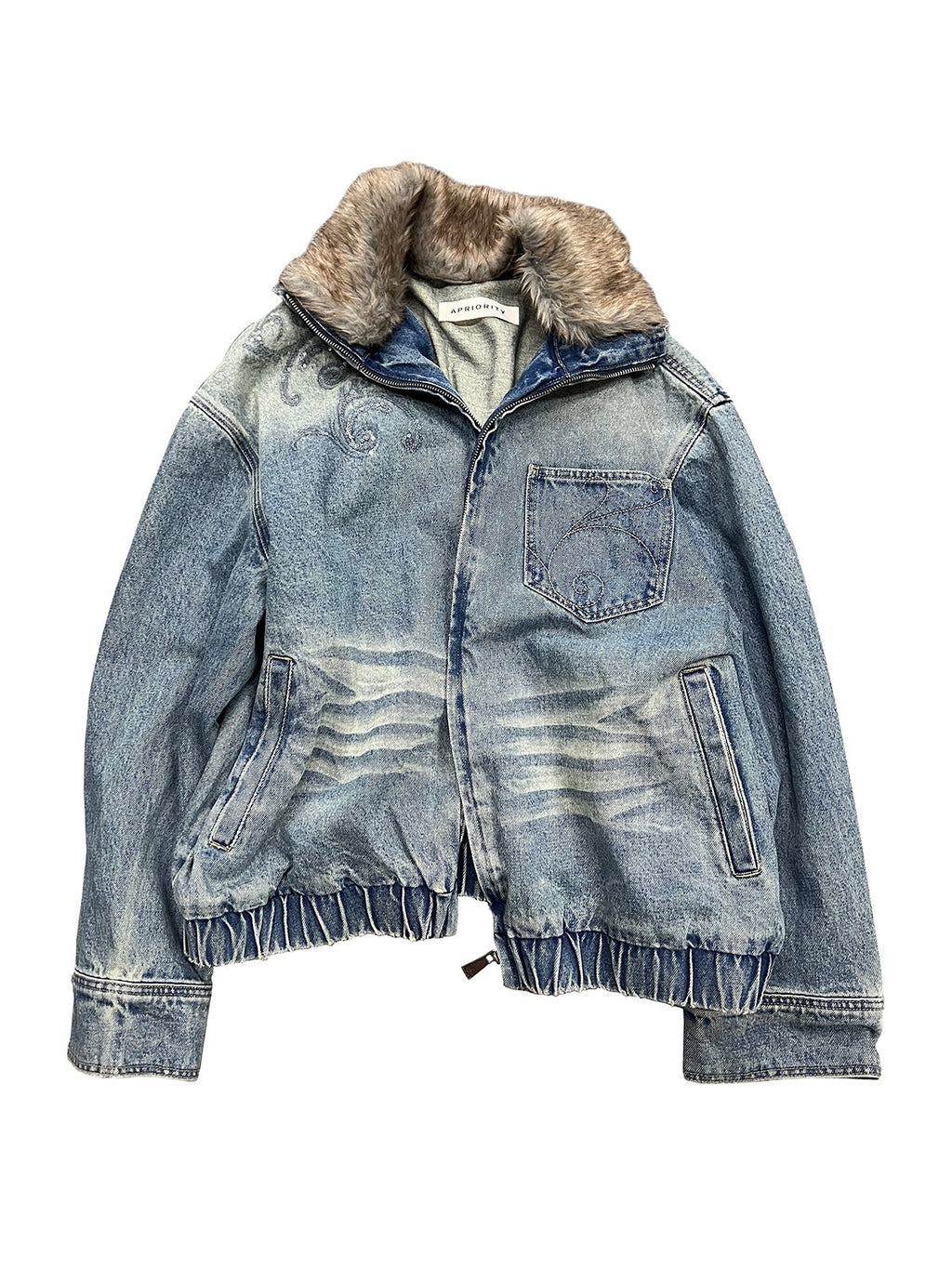 APRIORITY_Washed_Blue_Embroidered_Faux_Fur_Collar_Women's_Cotton_Denim_Jackets_850903510217_MISSTT