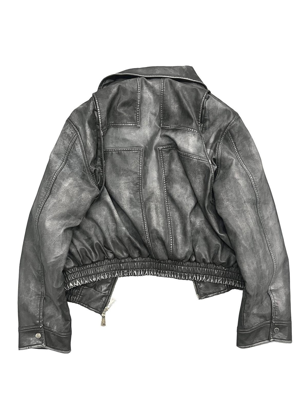 APRIORITY Washed Distressed Cross Detroit Lapel Women's Faux Leather Leather Jackets