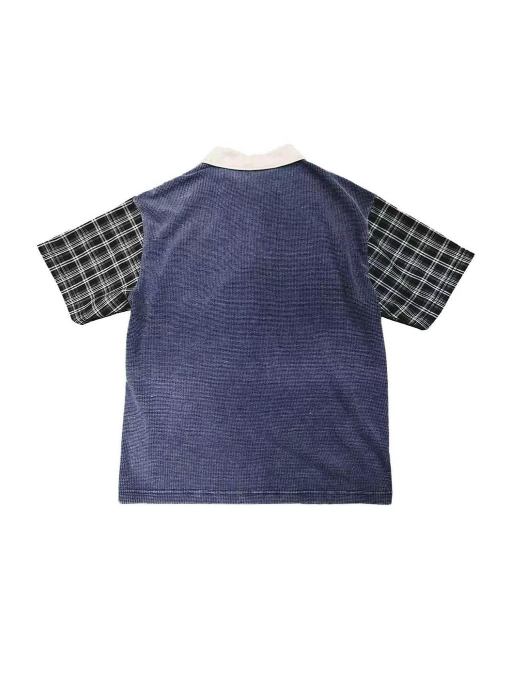 APRIORITY Washed Hand Stitched Plaid Patchwork Women's Cotton Blend Henley T-shirts