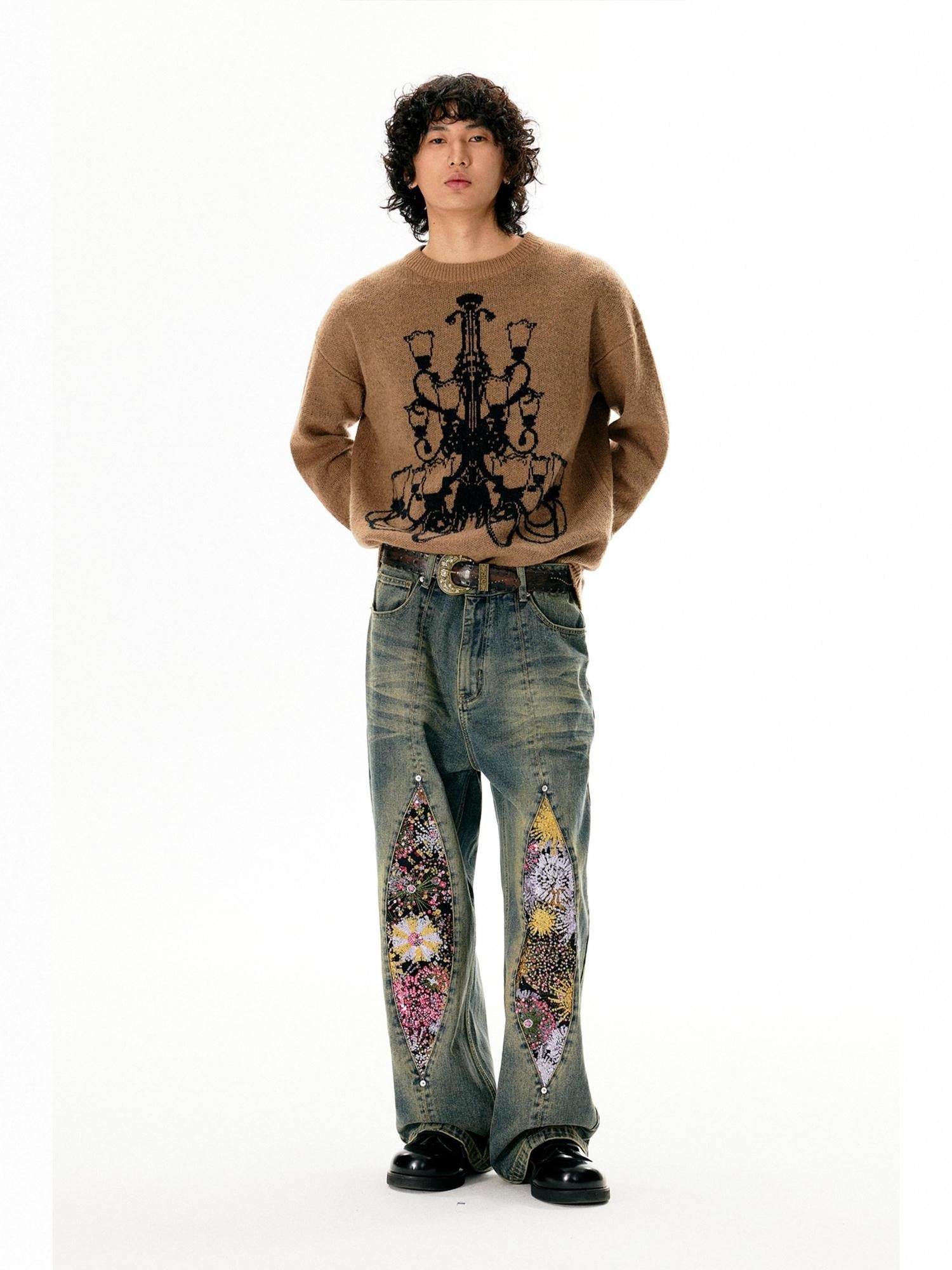 APRIORITY Washed Vintage Distressed Mid Rise Women's Denim Straight-leg Jeans
