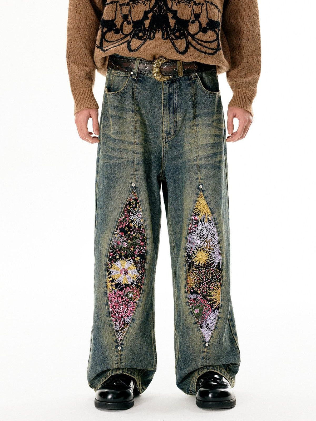 APRIORITY Washed Vintage Distressed Mid Rise Women's Denim Straight-leg Jeans