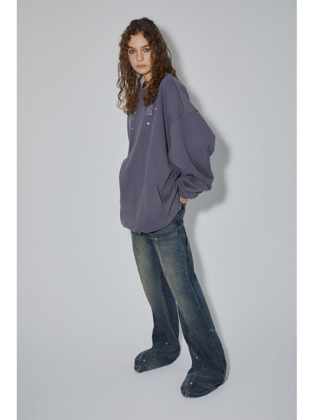APRIORITY Washed Vintage Oversized Women's Cotton Blend Heavyweight Long Sleeve Sweatshirts