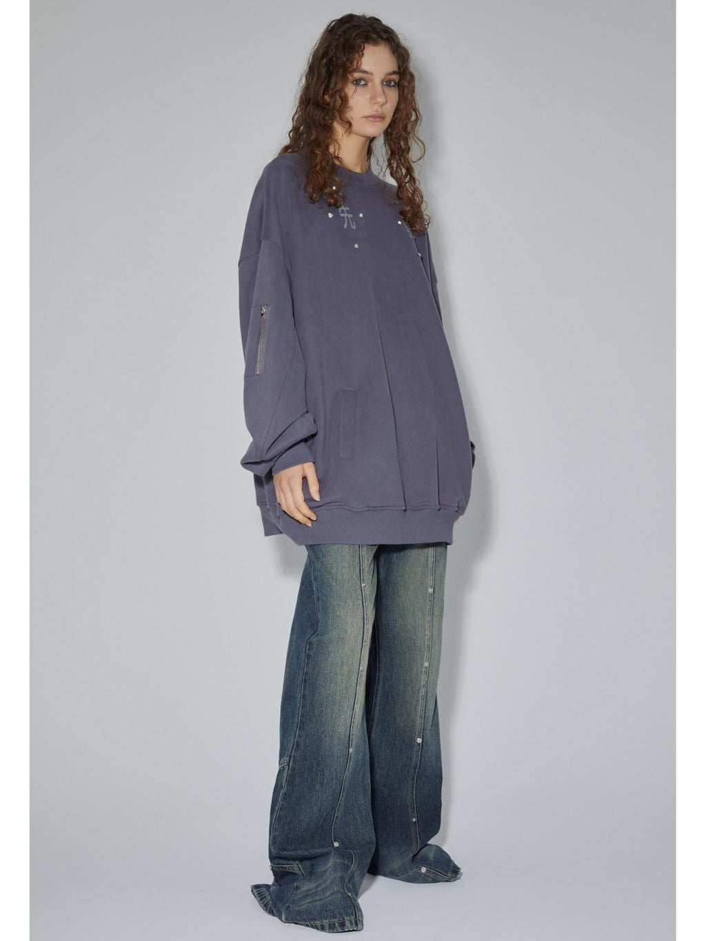 APRIORITY Washed Vintage Oversized Women's Cotton Blend Heavyweight Long Sleeve Sweatshirts