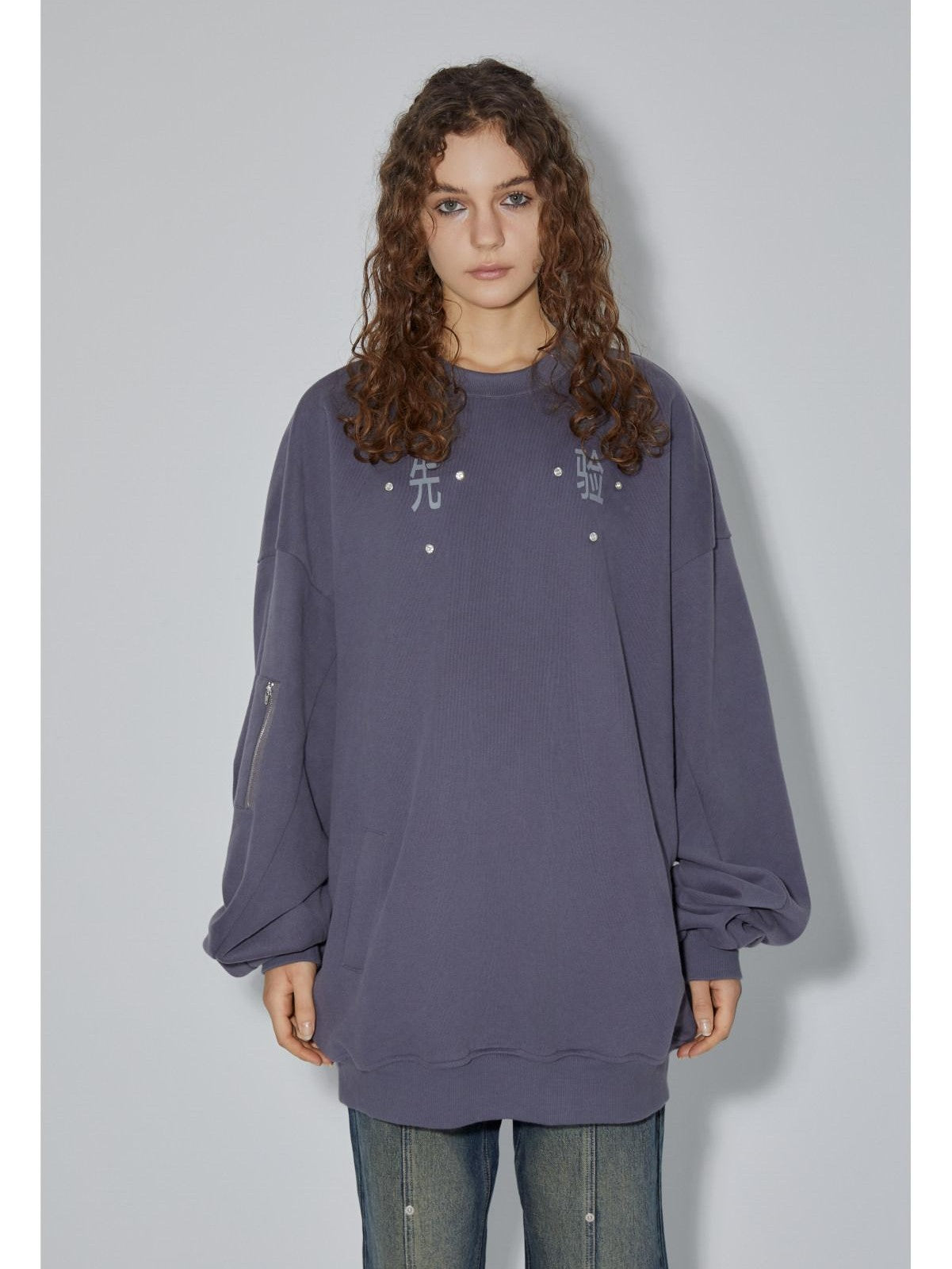 APRIORITY Washed Vintage Oversized Women's Cotton Blend Heavyweight Long Sleeve Sweatshirts