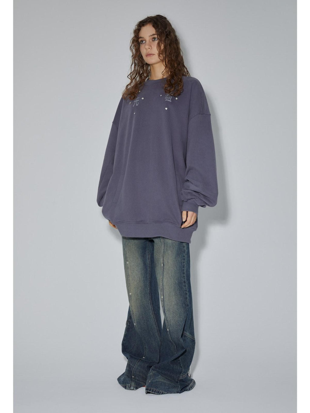 APRIORITY Washed Vintage Oversized Women's Cotton Blend Heavyweight Long Sleeve Sweatshirts