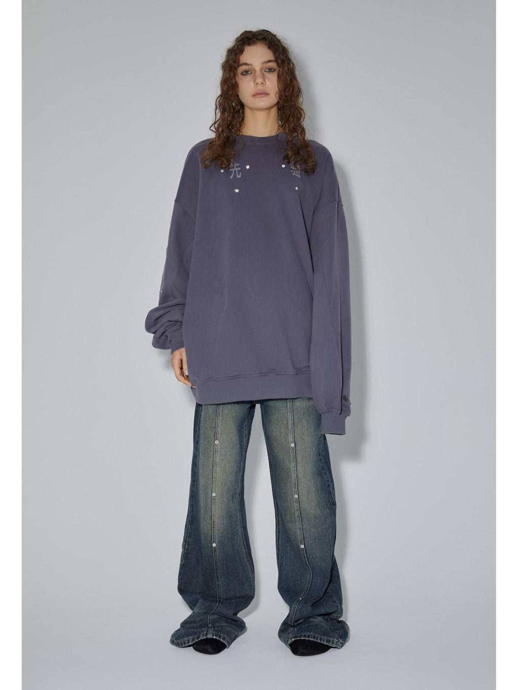 APRIORITY Washed Vintage Oversized Women's Cotton Blend Heavyweight Long Sleeve Sweatshirts