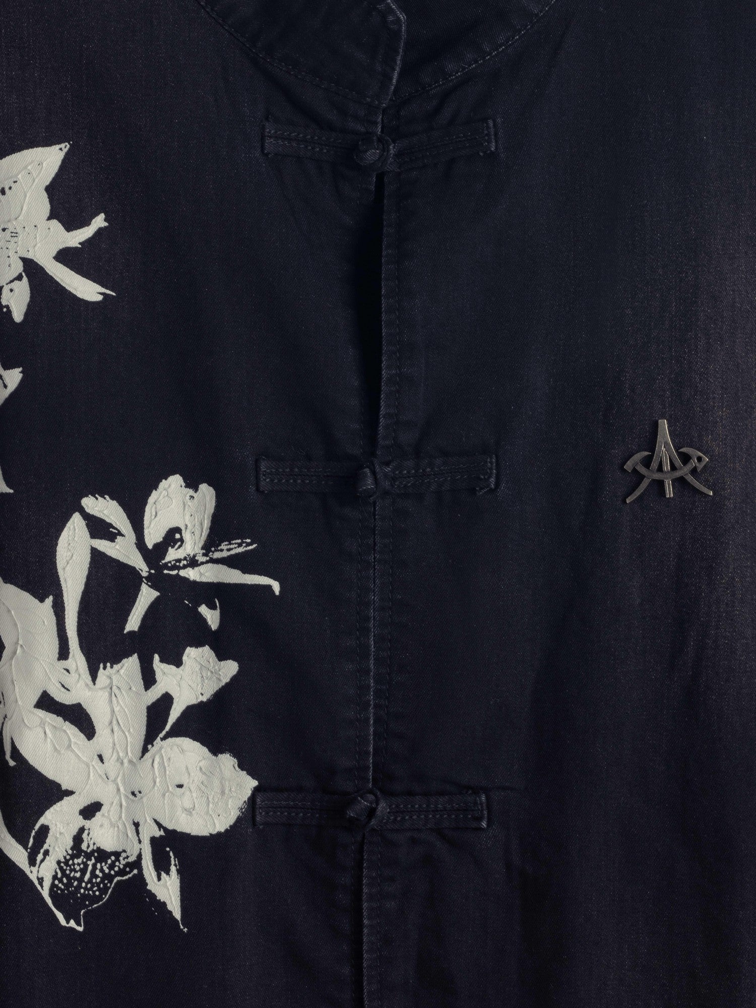 APRIORITY Waterwashed Denim New Chinese Loose Straight Turn Collar Women's Cotton Shirts