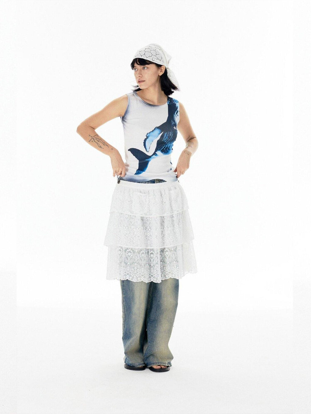 APRIORITY Whale Airbrushed Animal Print Boxy Relaxed Women's Cotton Tank Tops