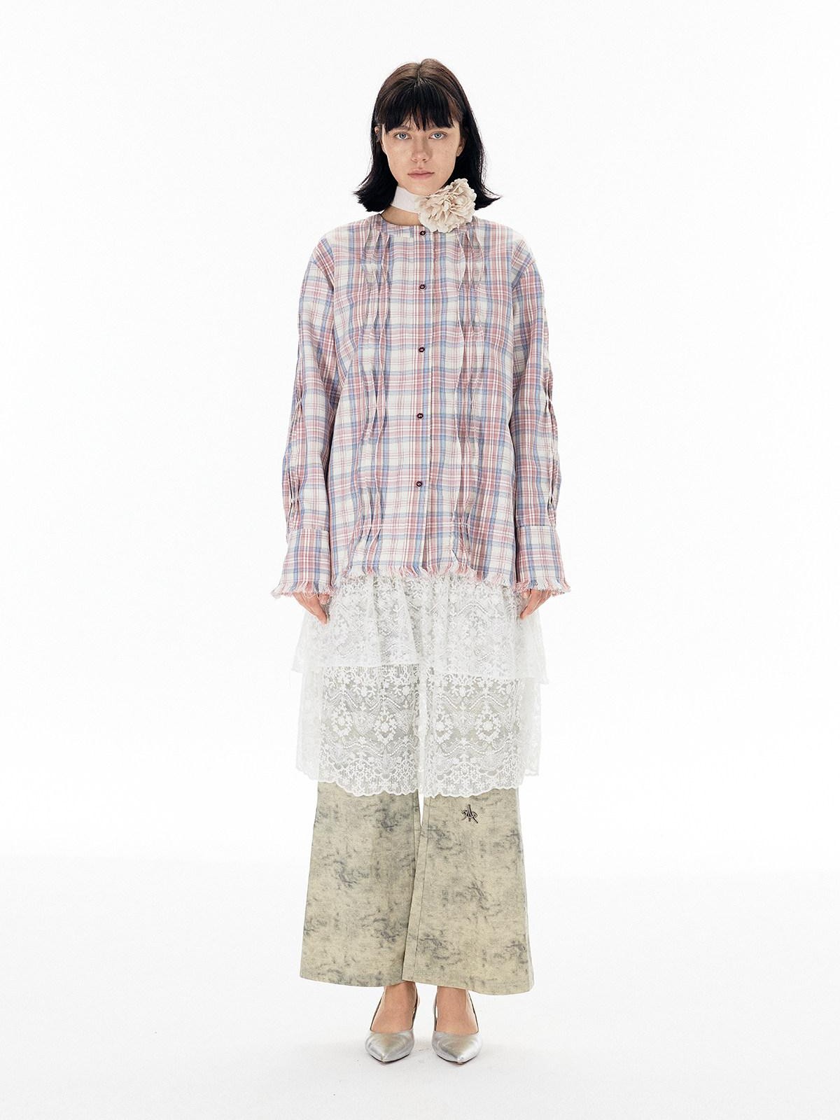 APRIORITY White Lace Cutout Drape Skirt Women's Cotton Straight-leg Pants