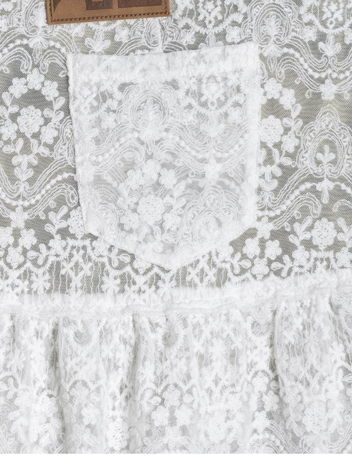 APRIORITY White Lace Cutout Drape Skirt Women's Cotton Straight-leg Pants