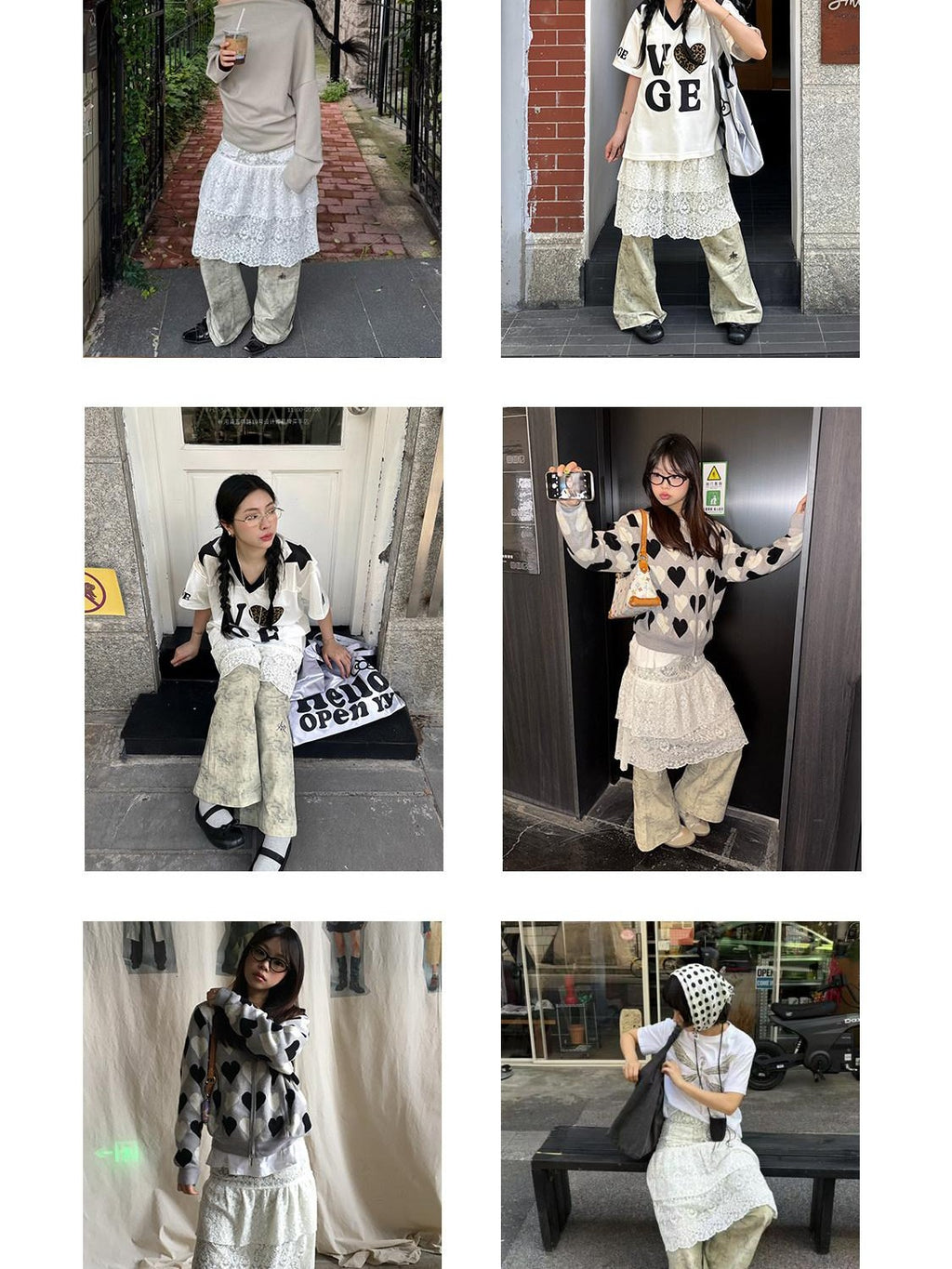 APRIORITY White Lace Cutout Drape Skirt Women's Cotton Straight-leg Pants