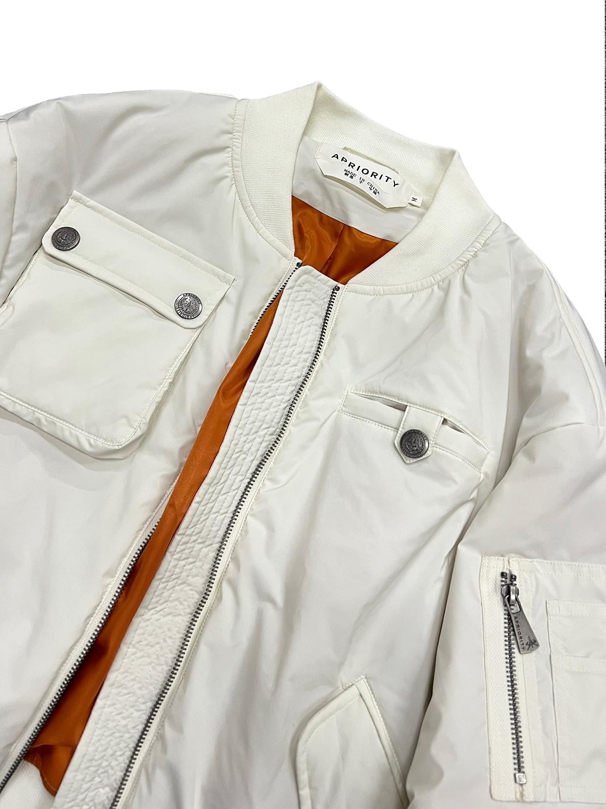 APRIORITY White Ma-1 Bomber Loose Fit Women's Polyester Casual Jackets
