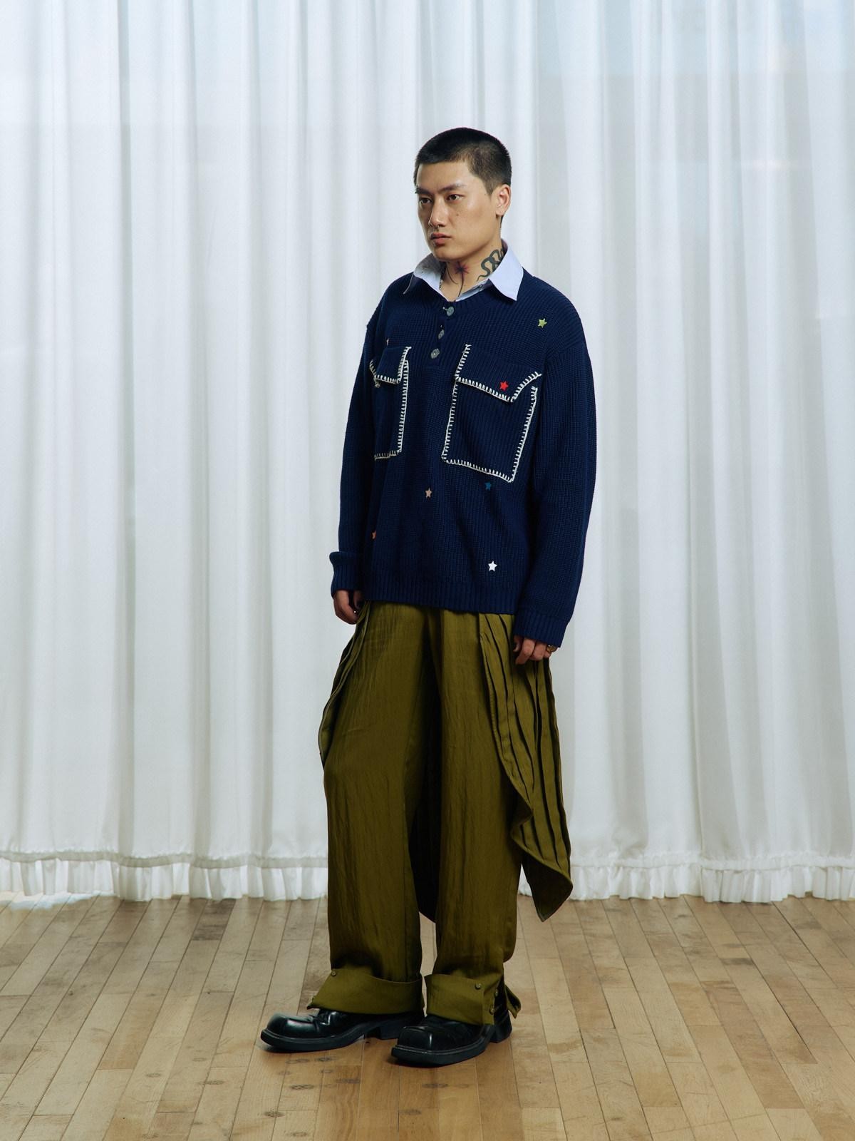 APRIORITY Yellow Green Pleated Wave Swallowtail Women's Tencel Lyocell Mid Rise Skorts