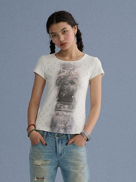 Achihara_Alice_Print_Polka_Dot_Shoulder_Women'S_Cotton_Spandex_Short_Sleeve_T-Shirts_MISSTT