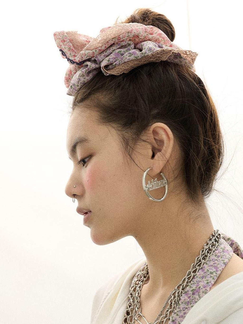 Achihara Antique Silver Circle Hoop Women'S Alloy Plated Silver Earrings