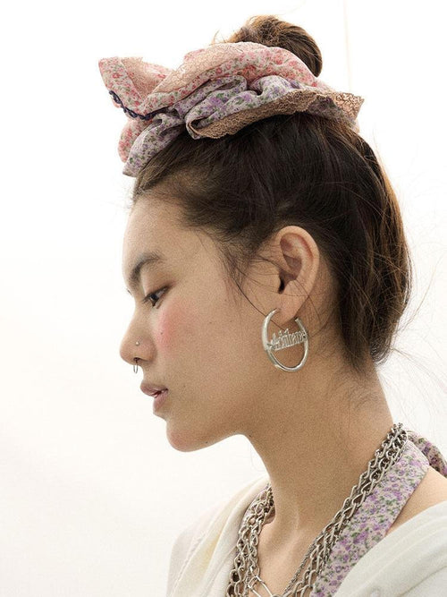 Achihara Antique Silver Circle Hoop Women'S Alloy Plated Silver Earrings