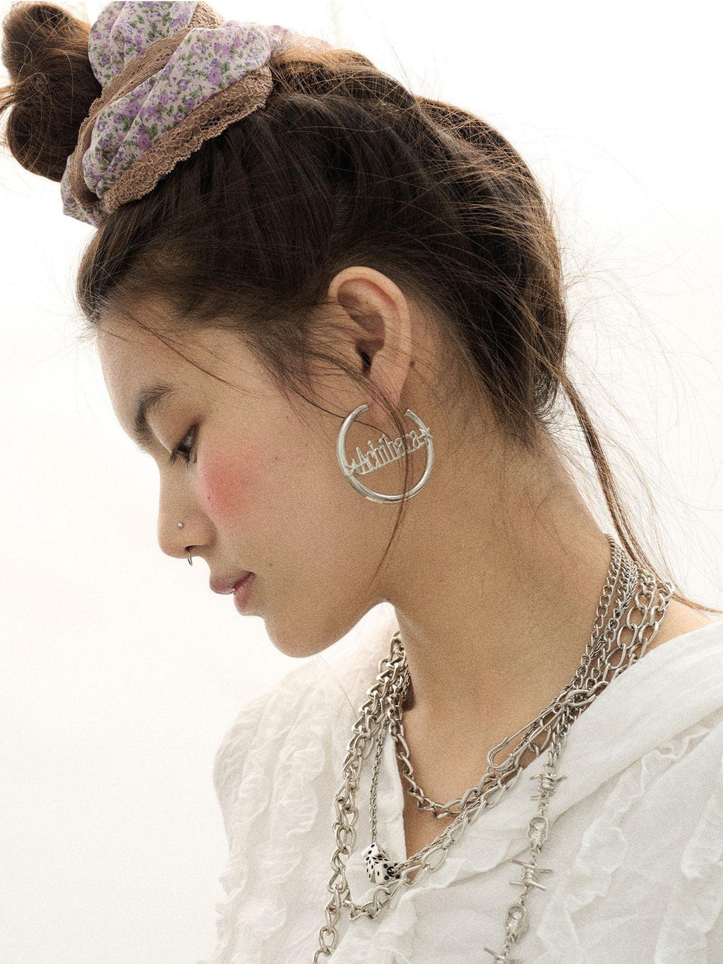 Achihara Antique Silver Circle Hoop Women'S Alloy Plated Silver Earrings