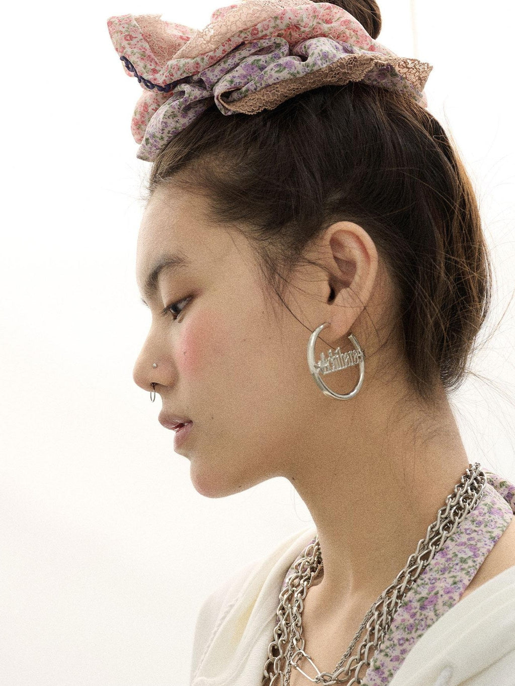 Achihara Antique Silver Circle Hoop Women'S Alloy Plated Silver Earrings